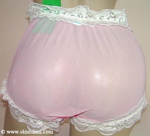 M1303 - LATEX RUBBER Front Mesh Back SISSY PANTIES ADULT BABY