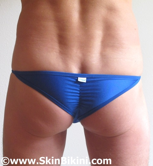 men's scrunch butt bikini swimwear in blue back view