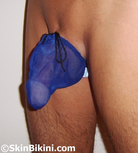 men's free style pouch see thru in blue
