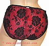 M-1206P HOT BLACK LACE RED LATEX RUBBER SISSY PANTIES 2XL-4XL