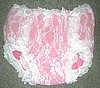 M-1312P LATEX RUBBER + lace SISSY PANTIES pink ADULT BABY 2XL-4XL