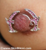 NR-006 Pink Gem Tribal Design NON-PIERCING Nipple Rings